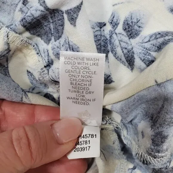 J. Jill Top Womens Medium Popover Floral Wide Sleeve Tunic V-Neck Tassel Tie - Picture 6 of 11